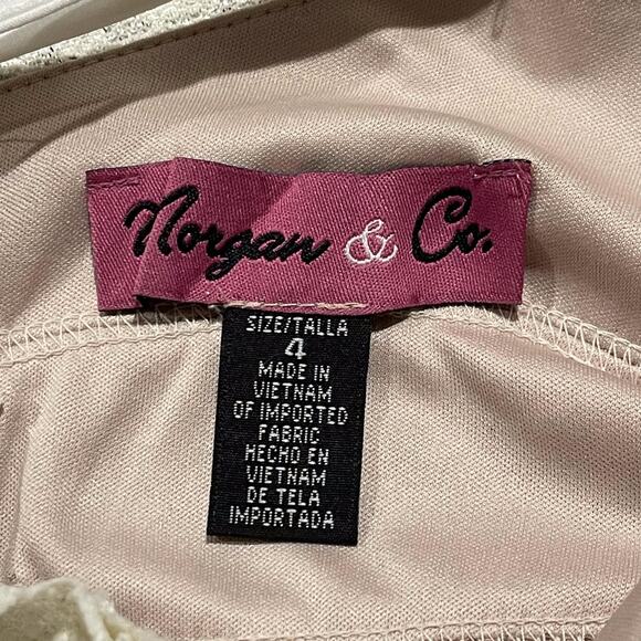 Morgan & Co Womens Dress Fit & Flare Floral Embroidered Metallic Ivory Size 4 FH - Picture 2 of 5